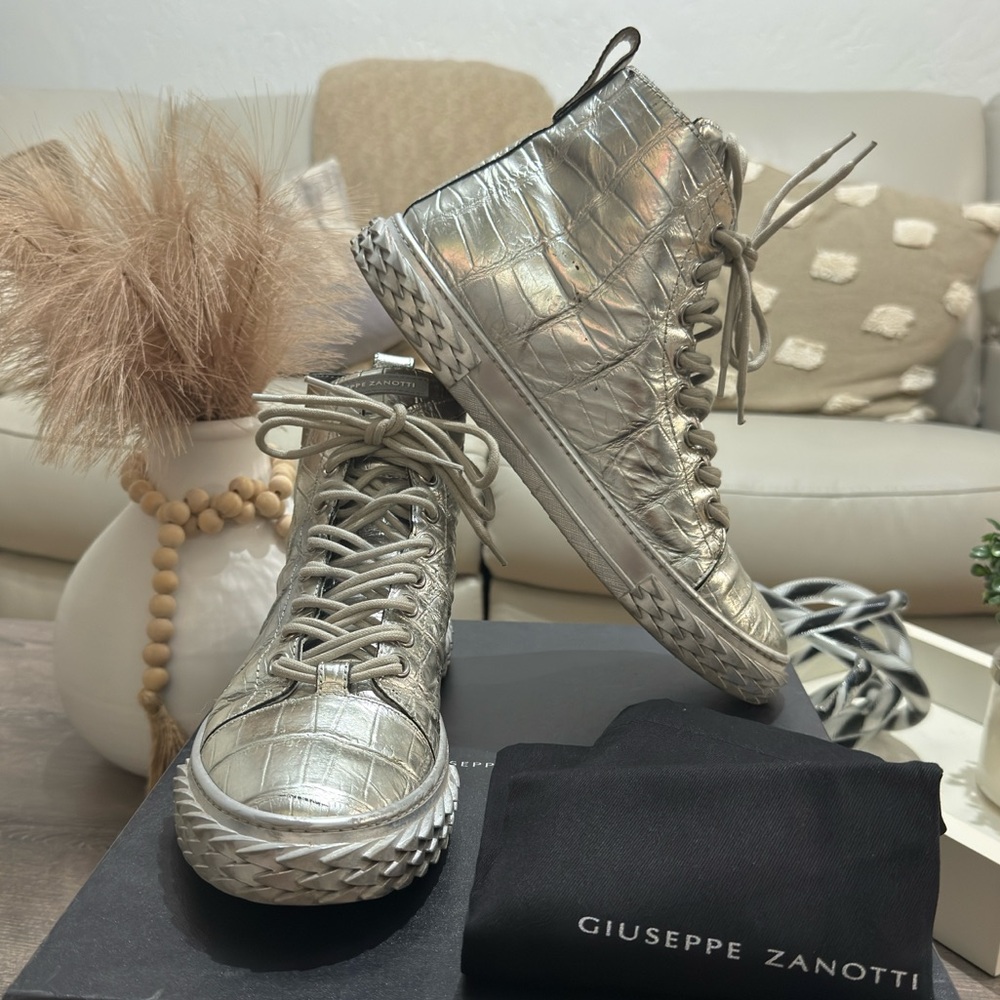 Giuseppe Zanotti Metallic Silver High-Tops
